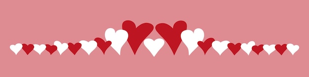 Plik wektorowy zestaw ręcznie narysowanych czerwonych i białych serc w płaskim stylu, romantyczny symbol walentynek