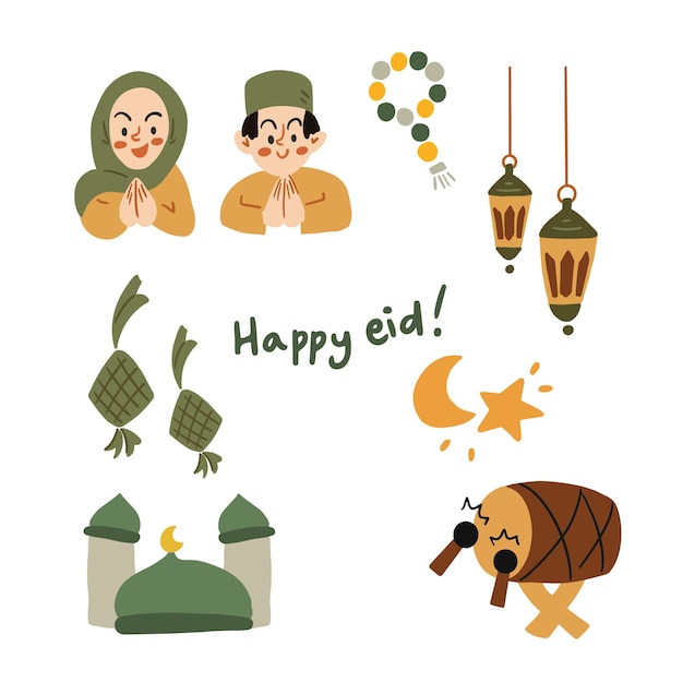 Zestaw ręcznie narysowanych eidów