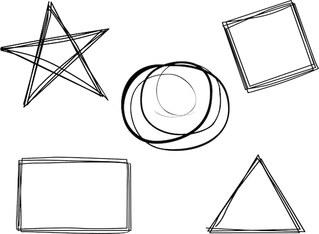 Plik wektorowy zestaw ręcznie narysowanych elementów do wybierania okrągłych ram tekstowych prostokątnych i trójkątnych oraz etykiet