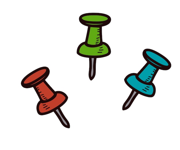 Zestaw ręcznie narysowanych ikon pushpin ilustracja wektorowa w eps10 Push pins