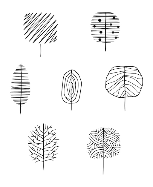 Plik wektorowy zestaw ręcznie rysowane drzew