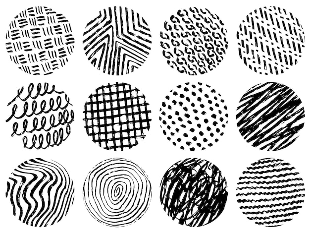 Zestaw ręcznie rysowane koło geometryczne tekstury Doodle