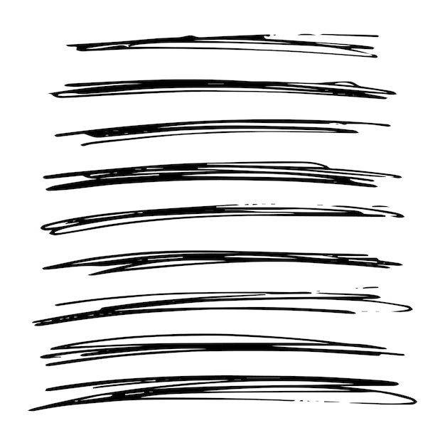 Plik wektorowy zestaw ręcznie rysowane linie. streszczenie doodle czarne linie na białym tle. ilustracja wektorowa