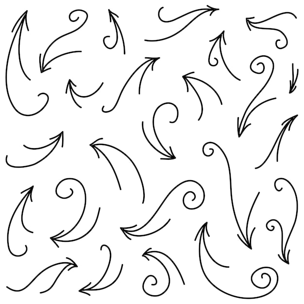 Zestaw ręcznie rysowane strzałki Wektor doodle elementy projektu Ilustracja na białym backgroundfor biznesu infografika baner web i koncepcja projektowania