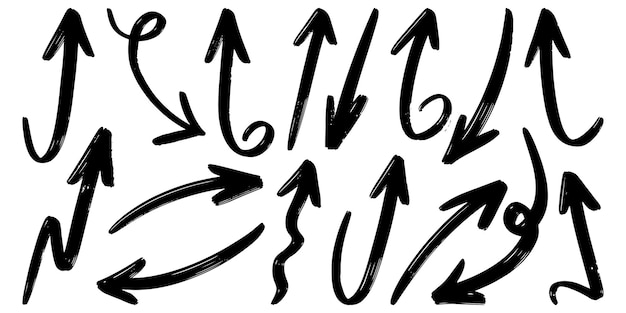 Zestaw ręcznie rysowane strzałki wektorowe doodle na białym tle element projektu ilustracji wektorowych