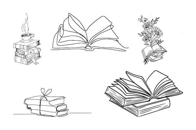 Plik wektorowy zestaw ręcznie rysowanych książek artystycznych