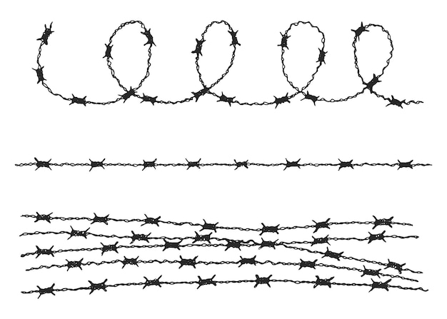 Plik wektorowy zestaw ręczny z drutu kolczastego