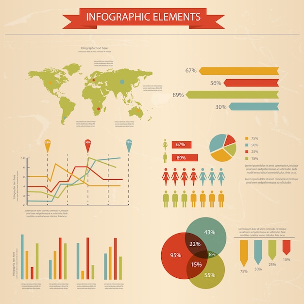 Zestaw Retro Infografiki.