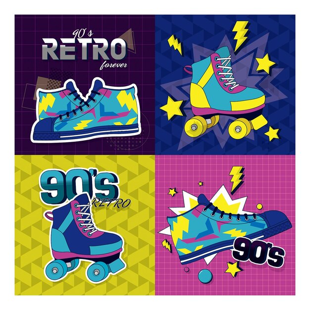 Plik wektorowy zestaw retro kart pop