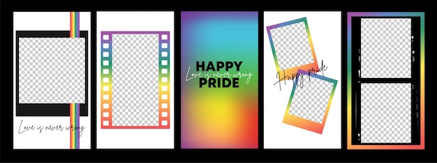 Zestaw Retro Opowiadań W Mediach Społecznościowych Vaporwave Dla Pionowego Banera Lgbtq Pride Month Queer Story