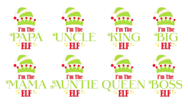 Plik wektorowy zestaw rodziny świątecznych elfów