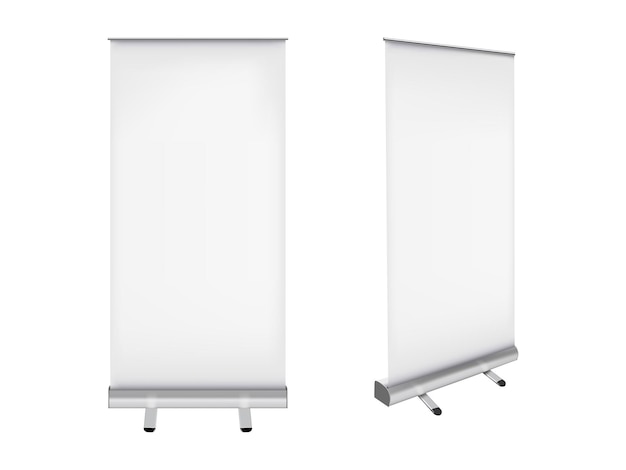 Zestaw roll up banner 3d szablon do projektu Do prezentacji promocyjnej Realistyczny wektor