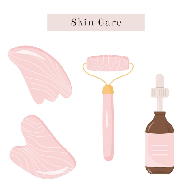 Zestaw Rose Quartz Gua Sha I Naturalny Jadeitowy Wałek Narzędzie Do Masażu Skrobania Naturalny Różowy Kamień Skrobanie