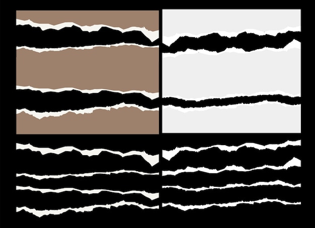 Zestaw rozdarty papier białe i brązowe tło ilustracji wektorowych
