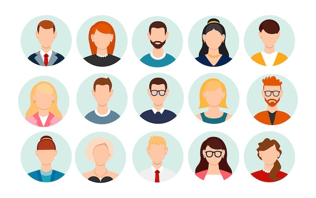 Zestaw różnych avatarów osób Avatar użytkownika w kręgu Ilustracja wektorowa