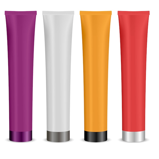 Plik wektorowy zestaw różnych kolorów tubek kosmetycznych