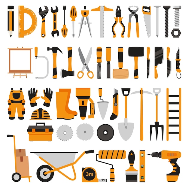 Plik wektorowy zestaw różnych narzędzi budowlanych