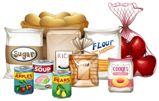 Plik wektorowy zestaw różnych produktów spożywczych