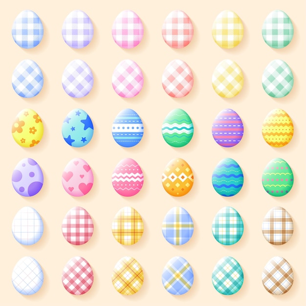 Zestaw Różnych Stylów Easter Egg Day Scottish Checkered Plaid Gingham Pattern Background Vector