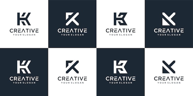 Zestaw różnych szablonów logo K