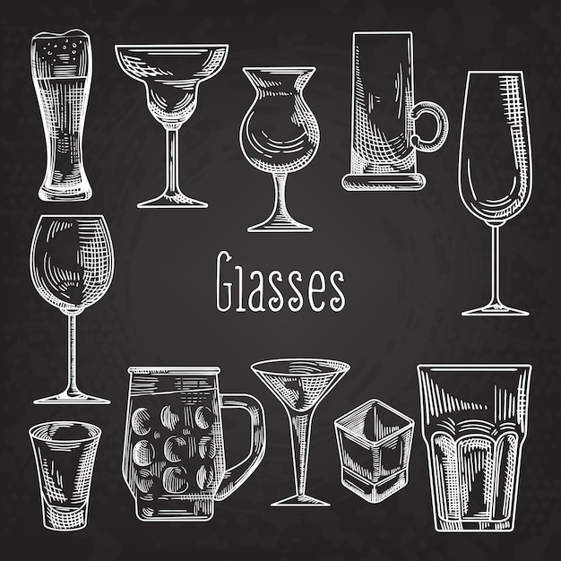 Zestaw różnych szklanek do napojów