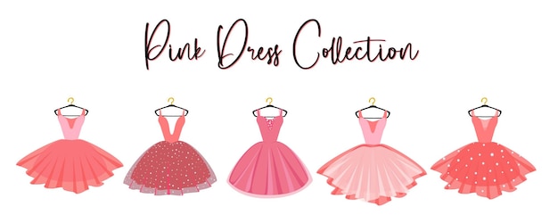 Zestaw Różowej Sukienki Na Wieszaku Ilustracja Mody