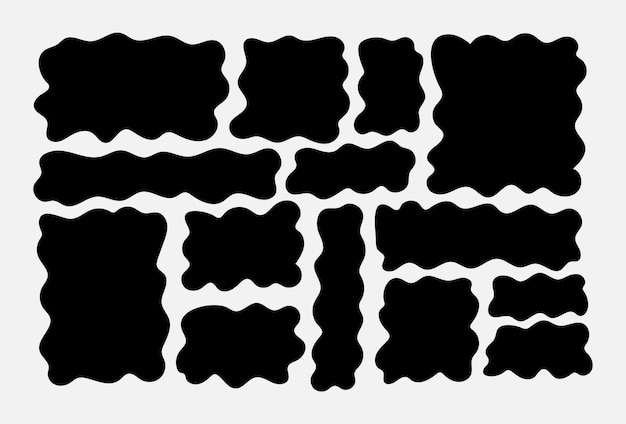 Zestaw rysunków doodle falisty prostokąt kształt Zigzag falisty krawędź figury prostokąt pudełka z zakrzywionymi wiggly