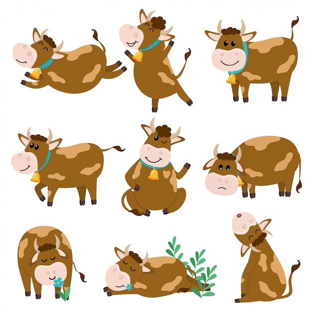 Zestaw ślicznych postaci Bulls w różnych pozycjach