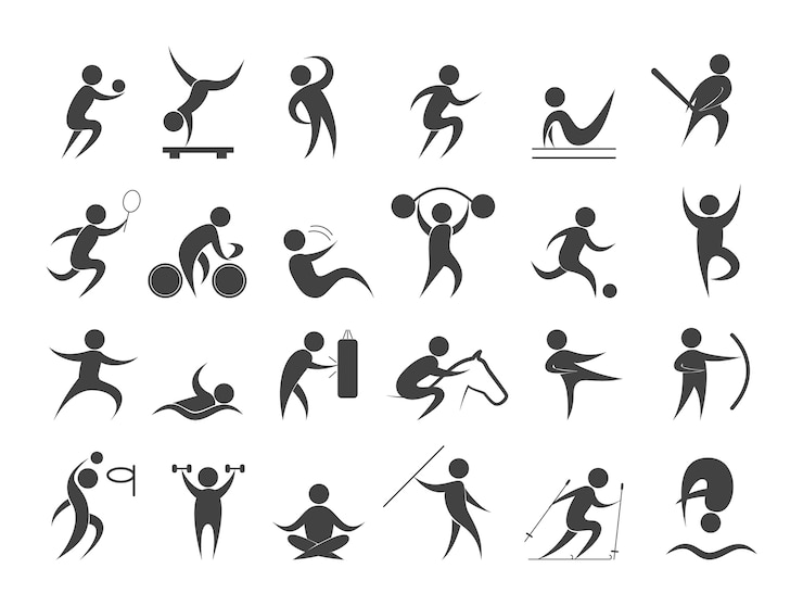 Zestaw sportowców. Zbiór różnych zajęć sportowych