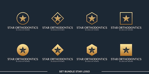 Plik wektorowy zestaw star ortodontics logo wektor pakiet premium