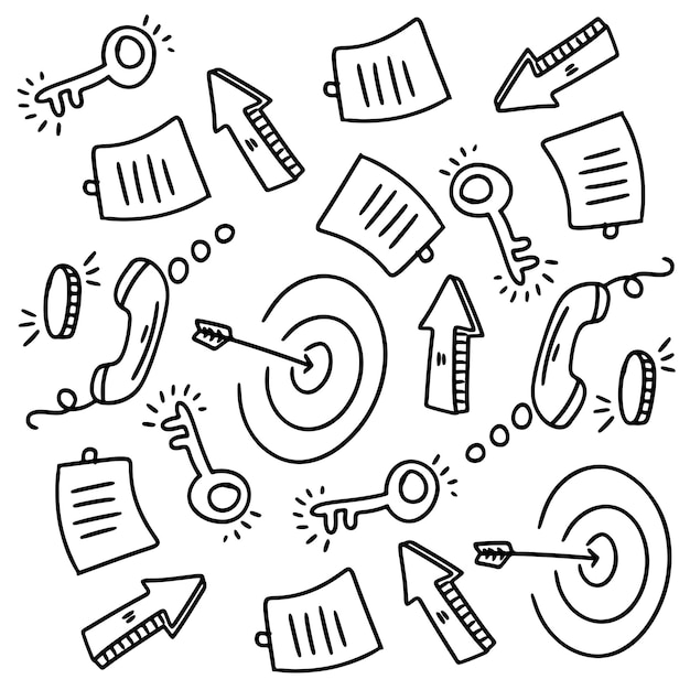 Plik wektorowy zestaw startowy firmy z wektorem stylu linii doodle