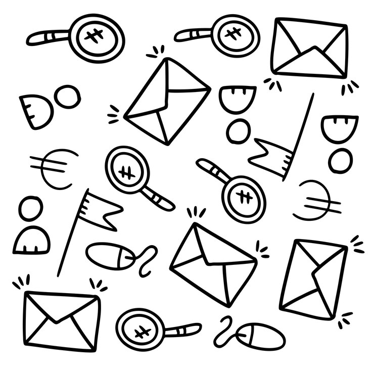 Zestaw startowy firmy z wektorem stylu linii doodle