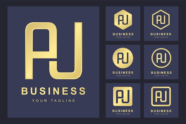 Plik wektorowy zestaw streszczenie pierwsza litera au, złoty szablon logo. logo.