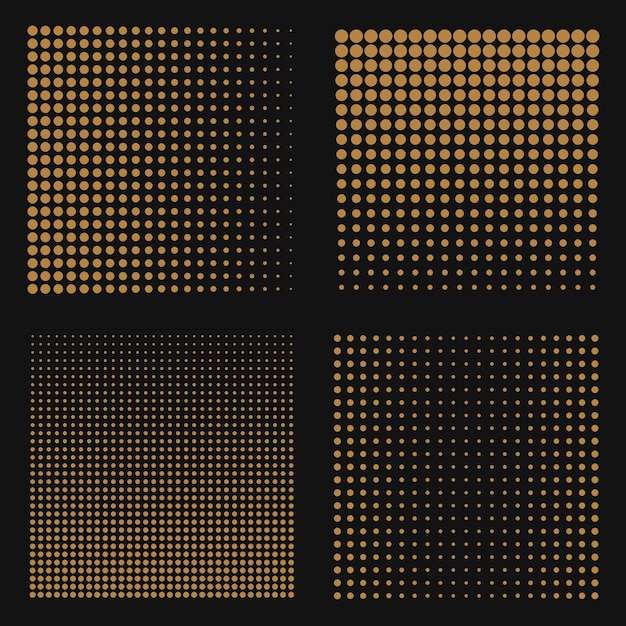 Zestaw streszczenie półtonów tła. Brązowe kropki na czarnym tle