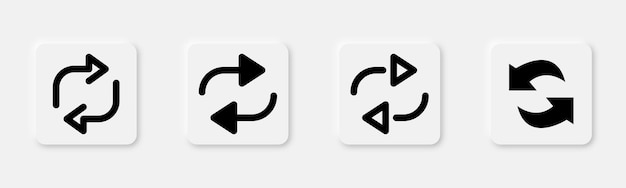 Plik wektorowy zestaw strzały obrotowej symbol strzały ponownego ładowania powtórz symbol w czerni ikona strzały odświeżenia