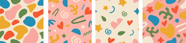 Zestaw stylu doodle bez szwu Abstrakcyjny wzór w stylu sztuki współczesnej z colorfu