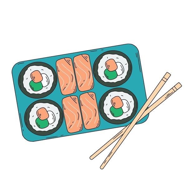 Plik wektorowy zestaw sushi z serem awokado i łososiem tradycyjne azjatyckie jedzenie clip art narodowe danie japonii snac