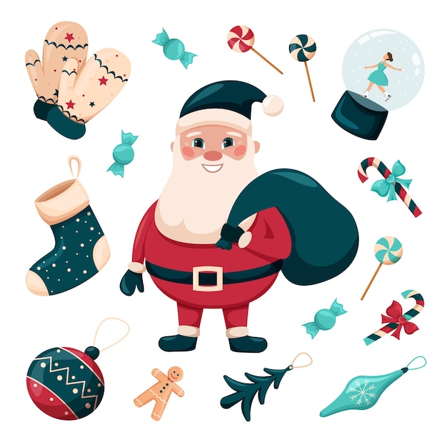 Zestaw świątecznych Przedmiotów święty Mikołaj Choinka świąteczne Zabawki Słodycze Ozdoby Sylwestrowe