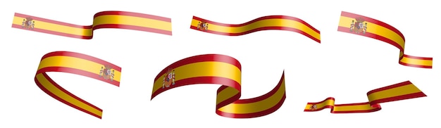 Plik wektorowy zestaw świątecznych wstążek flaga hiszpanii macha na wietrze podział na dolną i górną warstwę element projektu wektor na białym tle