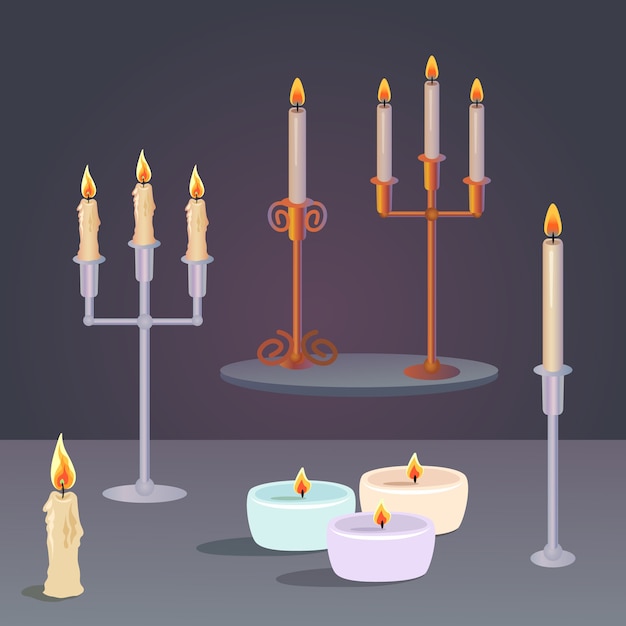 Plik wektorowy zestaw świec i świeczników