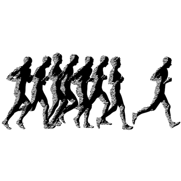 Plik wektorowy zestaw sylwetek biegacze na sprincie mężczyzna i kobieta
