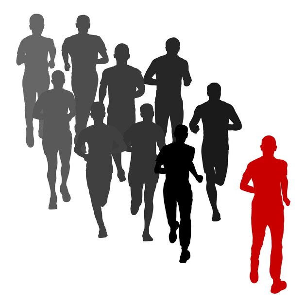Plik wektorowy zestaw sylwetki biegaczy na sprint mężczyzn