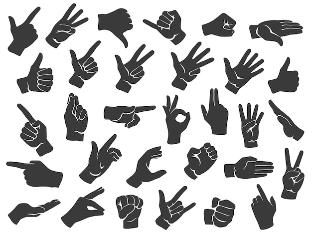 Plik wektorowy zestaw sylwetki gestów dłoni