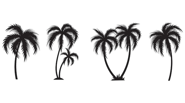 Plik wektorowy zestaw sylwetki palmy