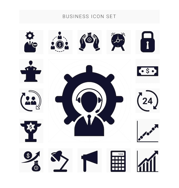 Plik wektorowy zestaw symboli biznesu premium wektorów