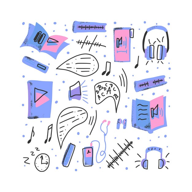 Zestaw symboli książek audio ilustracja wektorowa