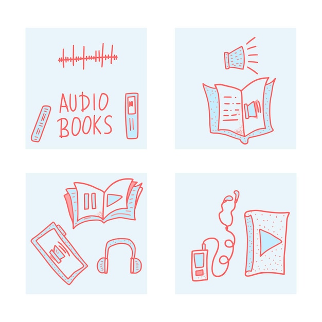 Zestaw symboli książek audio ilustracja wektorowa