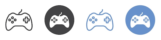 Zestaw symboli linii płaskiej ikony gamepadu