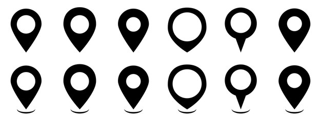 Zestaw symboli lokalizacji Ikona mapowania Pozycja kartografii GPS Wyszukiwanie mapy Nawigator trasy Wektor Eps 10