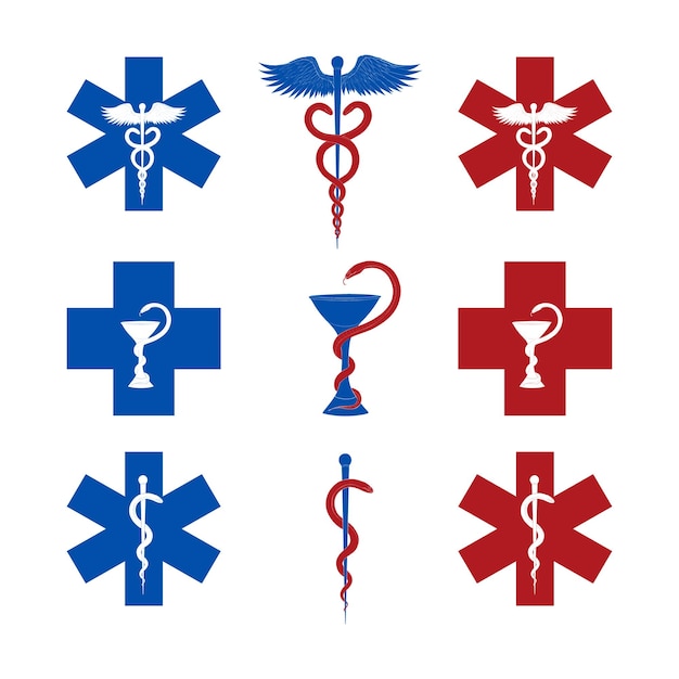 Plik wektorowy zestaw symboli medycznych, pogotowie ratunkowe, ilustracji wektorowych